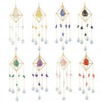 Ornements suspendus, cristal, avec Pierre naturelle & fer, Losange, Placage de couleur d'or, différents matériaux pour le choix & facettes, plus de couleurs à choisir, Longueur Environ 45 cm, Vendu par PC