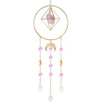 Hanging Ornaments, Crystal, with Amethyst & Iron, gold color plated, faceted, Length:Approx 63.5 cm, Sold By PC