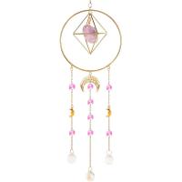 Ornements suspendus, cristal, avec améthyste & fer, Placage de couleur d'or, facettes, Longueur Environ 63.5 cm, Vendu par PC