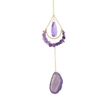 Hanging Ornaments, Crystal, with Natural Stone & Agate & Iron, Teardrop, gold color plated, different materials for choice & faceted, more colors for choice, Length:Approx 45 cm, Sold By PC