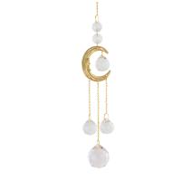 Hanging Ornaments Crystal with Iron Moon gold color plated & faceted Length Approx 45 cm Sold By PC