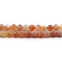 Natürliche Streifen Achat Perlen, rund, poliert, DIY & verschiedene Größen vorhanden & satiniert, rote Orange, verkauft per ca. 38 cm Strang