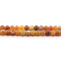 Natürliche Streifen Achat Perlen, rund, poliert, DIY & verschiedene Größen vorhanden & satiniert, orange, verkauft per ca. 38 cm Strang