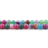 Natürliche Streifen Achat Perlen, rund, poliert, DIY & verschiedene Größen vorhanden & satiniert, gemischte Farben, verkauft per ca. 38 cm Strang