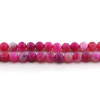 Natürliche Streifen Achat Perlen, rund, poliert, DIY & verschiedene Größen vorhanden & satiniert, rosakarmin, verkauft per ca. 38 cm Strang