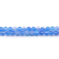 Perle, rund, poliert, DIY & verschiedene Größen vorhanden & satiniert, blau, verkauft per ca. 38 cm Strang