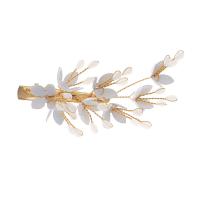 Alligator Hair Clip, Tibetan Style, with brass wire & Crystal, gold color plated, for woman, golden, nickel, lead & cadmium free, 80x50mm, Sold By PC