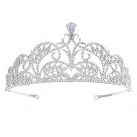 Bridal Tiaras, Tibetan Style, silver color plated, for woman & with rhinestone, silver color, nickel, lead & cadmium free, 140x55mm, Sold By PC