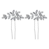 Hair Stick Zinc Alloy silver color plated for woman & with rhinestone silver color nickel lead & cadmium free Sold By Pair