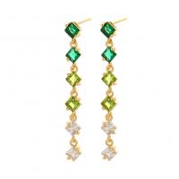 Cubic Zirconia Micro Pave Brass Earring, real gold plated, micro pave cubic zirconia & for woman, mixed colors, nickel, lead & cadmium free, 47x5.50mm, Sold By Pair