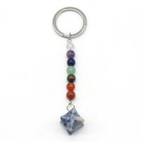 Bag Purse Charms Keyrings Keychains, Gemstone, with Iron, different materials for choice, 100mm, Sold By PC