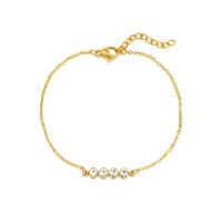 Stainless Steel Jewelry Bracelet, 304 Stainless Steel, with 1.18inch extender chain, fashion jewelry & for woman & with rhinestone, golden, 16mm, Length:Approx 6.3 Inch, Sold By PC