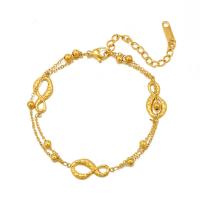 Stainless Steel Jewelry Bracelet 304 Stainless Steel with 1.97inch extender chain 18K gold plated Double Layer & fashion jewelry & for woman golden 17mm Sold Per Approx 7.09 Inch Strand
