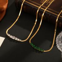 Edelstahl Schmuck Halskette, 304 Edelstahl, mit Verlängerungskettchen von 1.97inch, 18K vergoldet, Modeschmuck & für Frau & mit Strass, goldfarben, verkauft per ca. 15.75 ZollInch Strang