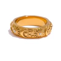 Titan Edelstahl Ringe, Titanstahl, verschiedene Größen vorhanden & Micro pave Zirkonia & für Frau, goldfarben, 6mm, verkauft von PC