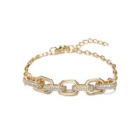 Bracelet cubique en laiton zircon pavent, Placage de couleur d'or, pavé de micro zircon & pour femme, Or, 190mm, Vendu par PC