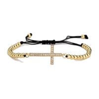 Cubic Zirconia Micro Pave Brass Bracelet, Cross, handmade, Adjustable & micro pave cubic zirconia & for woman, more colors for choice, 31x16mm, Sold By PC