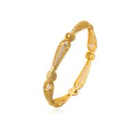 Bracelets en laiton, Placage de couleur d'or, pour femme & creux, Or, 60mm, Vendu par PC