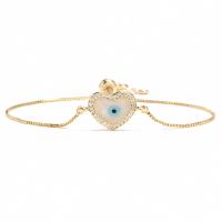 Evil Eye Jewelry Bracelet Brass gold color plated Adjustable & micro pave cubic zirconia & for woman & enamel gold Sold By PC