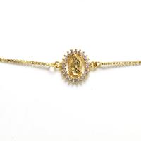 Cubic Zirconia Micro Pave Brass Bracelet gold color plated & micro pave cubic zirconia & for woman gold 220mm Sold By PC