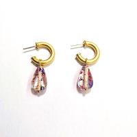 Crystal Earrings, Brass, with Crystal, gold color plated, for woman, gold, 42mm, Sold By Pair