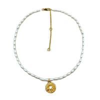 Shell Necklaces, Brass, with White Lip Shell & Freshwater Shell, gold color plated, micro pave cubic zirconia & for woman, white, 450mm, Sold By PC
