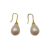 South Sea Shell Earring, Brass, with Shell Pearl, gold color plated, for woman, gold, 40mm, Sold By Pair