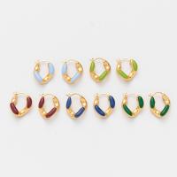 Messing Spring hoop oorbellen, gold plated, voor vrouw & glazuur, meer kleuren voor de keuze, 22x18mm, Verkocht door pair