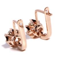 Cubic Zirconia Micro Pave Brass Earring rose gold color plated micro pave cubic zirconia & for woman 6mm Sold By Pair