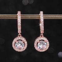 Cubic Zirconia Micro Pave Brass Earring plated micro pave cubic zirconia & for woman 27mm Sold By Pair