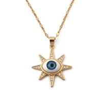 Collier Evil Eye bijoux, laiton, avec plastique, Plaqué or 18K, styles différents pour le choix & pour femme, Longueur:Environ 17.71 pouce, Vendu par PC
