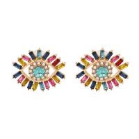 Evil Eye Earrings Zinc Alloy gold color plated for woman & with rhinestone Sold By Pair