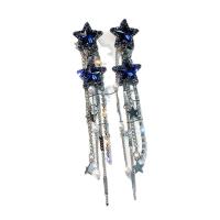 Fashion Fringe Earrings, Tibetan Style, Star, gold color plated, for woman & with rhinestone, more colors for choice, 20x103mm, Sold By Pair