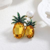 Rhinestone Brooch, Tibetan Style, Pineapple, gold color plated, for woman & with rhinestone, 26x32mm, Sold By PC