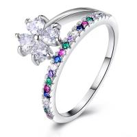 Cubic Zirconia Micro Pave Brass Ring platinum color plated & micro pave cubic zirconia & for woman Sold By PC