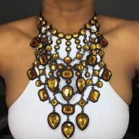 Fashion Statement Necklace Zinc Alloy with 2.76inch extender chain fashion jewelry & for woman & with rhinestone nickel lead & cadmium free Length Approx 16.93 Inch Sold By PC