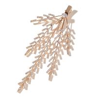 Alligator Hair Clip, Tibetan Style, gold color plated, fashion jewelry & for woman & with rhinestone, golden, 180x110mm, Sold By PC