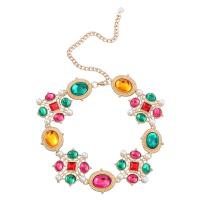 Plastik-Perlenkette, Zinklegierung, mit ABS-Kunststoff-Perlen & Harz, mit Verlängerungskettchen von 15.7cm, goldfarben plattiert, Modeschmuck & für Frau, farbenfroh, verkauft per 32.9 cm Strang