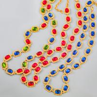 Harz Halskette, Zinklegierung, mit Harz, mit Verlängerungskettchen von 8.6cm, goldfarben plattiert, Modeschmuck & für Frau, farbenfroh, verkauft per 61.5 cm Strang