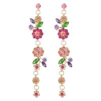 Rhinestone Earring Zinc Alloy gold color plated fashion jewelry & for woman & with rhinestone multi-colored Sold By Pair