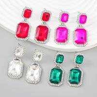 Rhinestone Earring Zinc Alloy silver color plated fashion jewelry & for woman & with glass rhinestone & with rhinestone Sold By Pair