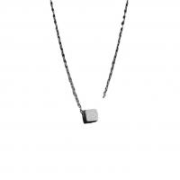 Stainless Steel Jewelry Necklace, 304 Stainless Steel, with 5 extender chain, Square, 18K gold plated, fashion jewelry & Unisex & different designs for choice, more colors for choice, 5x5mm, Length:45 cm, Sold By PC