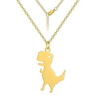 Stainless Steel Jewelry Necklace, 304 Stainless Steel, with 5 extender chain, Dinosaur, plated, fashion jewelry & Unisex, more colors for choice, 16.30x22.70mm, Length:45 cm, Sold By PC