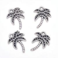 Tibetan Style Pendant Rhinestone Setting, Palm Tree, antique silver color plated, Unisex & with rhinestone, nickel, lead & cadmium free, 12x16.50mm, Approx 100PCs/Bag, Sold By Bag