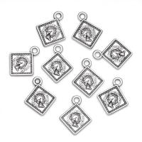 Zinc Alloy Pendants Square antique silver color plated Unisex nickel lead & cadmium free Approx Sold By Bag