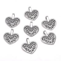 Tibetan Style Heart Pendants, antique silver color plated, Unisex & hollow, nickel, lead & cadmium free, 15x16.50mm, Approx 100PCs/Bag, Sold By Bag