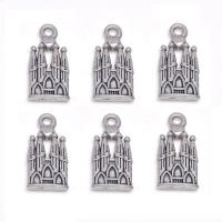 Tibetan Style Pendants, Castle, antique silver color plated, Unisex, nickel, lead & cadmium free, 9x19mm, Approx 100PCs/Bag, Sold By Bag
