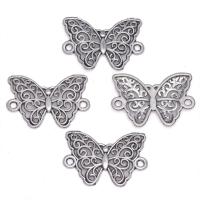 Zinc Alloy Connector Butterfly antique silver color plated DIY & 1/1 loop nickel lead & cadmium free Approx Sold By Bag