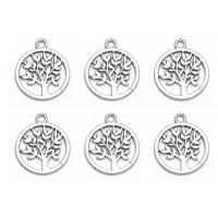 Tibetan Style Pendants, Tree, antique silver color plated, Unisex & hollow, nickel, lead & cadmium free, 17x20mm, Approx 100PCs/Bag, Sold By Bag