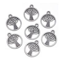 Tibetan Style Pendants, Flat Round, antique silver color plated, Unisex & hollow, nickel, lead & cadmium free, 18x21.50mm, Approx 100PCs/Bag, Sold By Bag